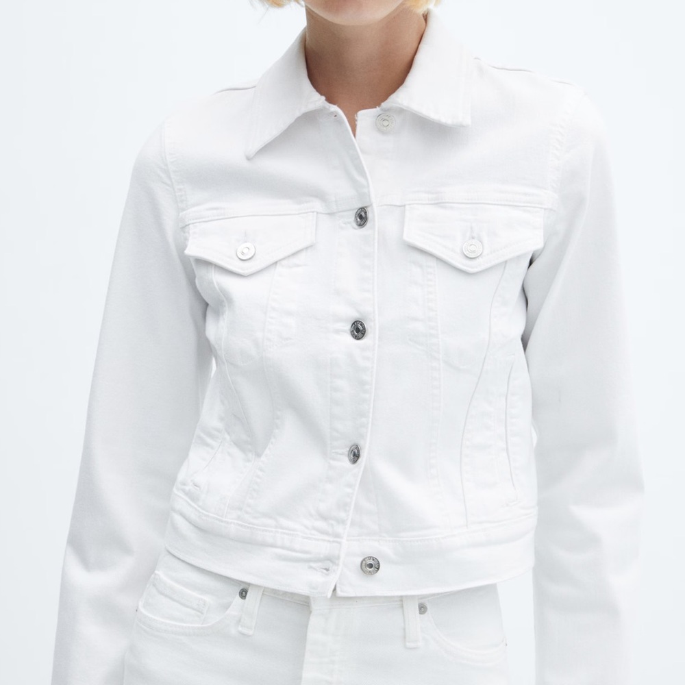 Mango Classic White Jean Jacket